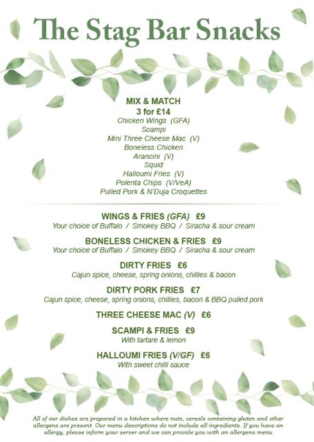 Bar Snacks Menu