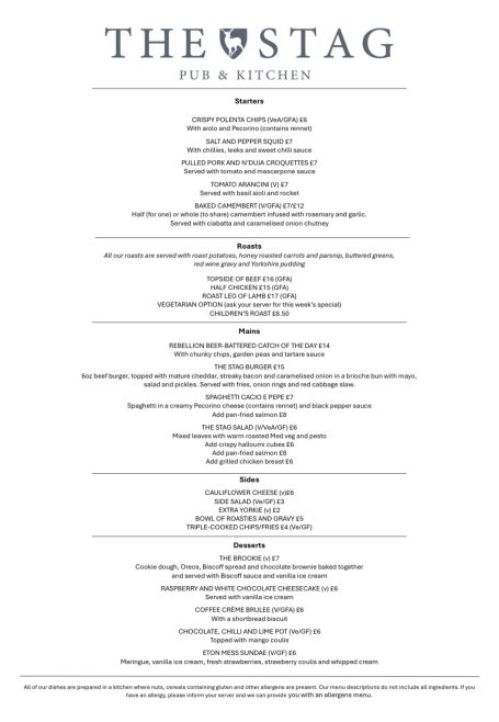 Sunday Menu