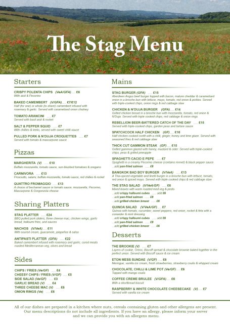 Summer/Autumn A La Carte Menu