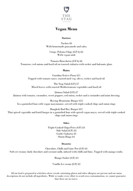 Vegan Menu
